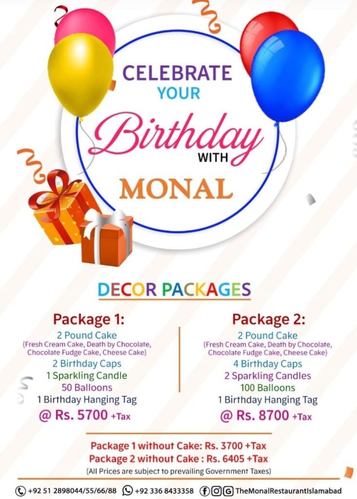 Monal Islamabad-birthday package