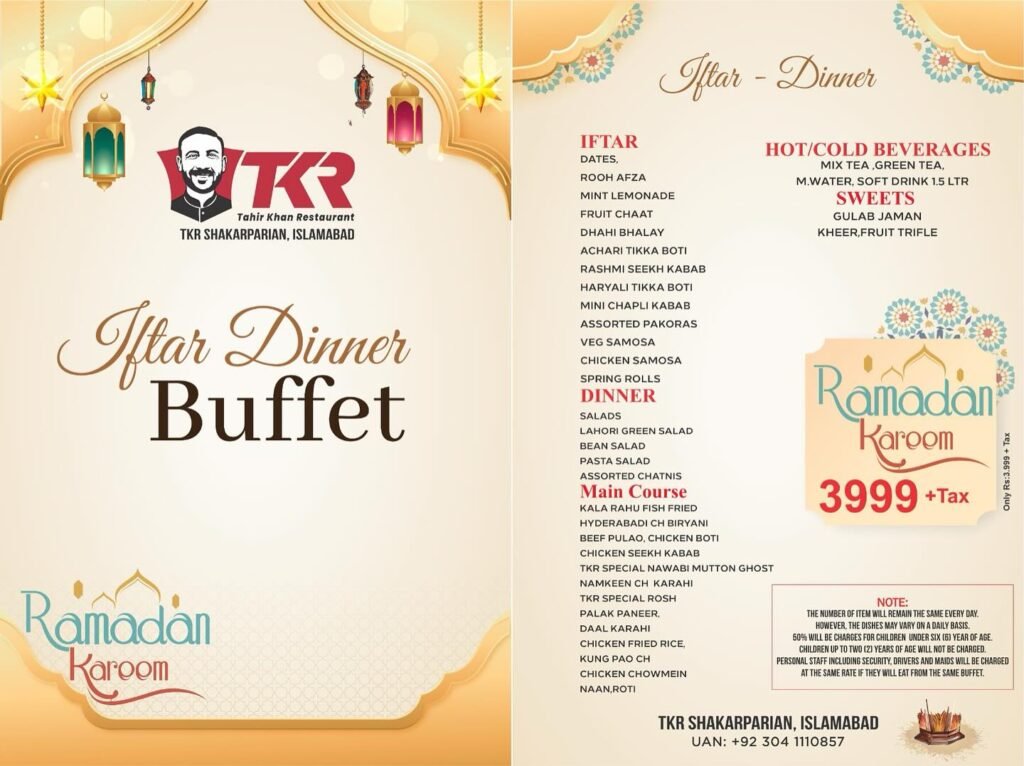 TKR Iftar Buffet Menu